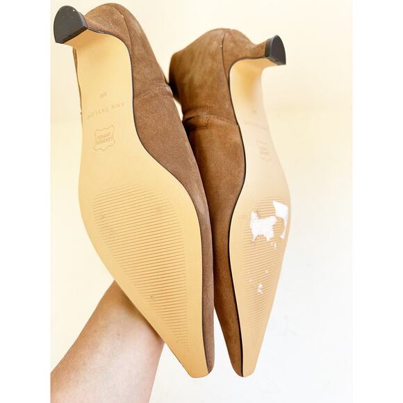 NWOB Ann Taylor Pointy Toe Suede Bootie Penny Brown 8 - Picture 3 of 4